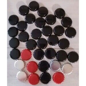 Bottle Caps for Crafting - Lot of 36 Black, Red, Silver New